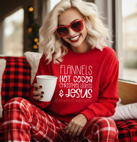 Cozy Christmas with JESUS Red Crewneck Sweater