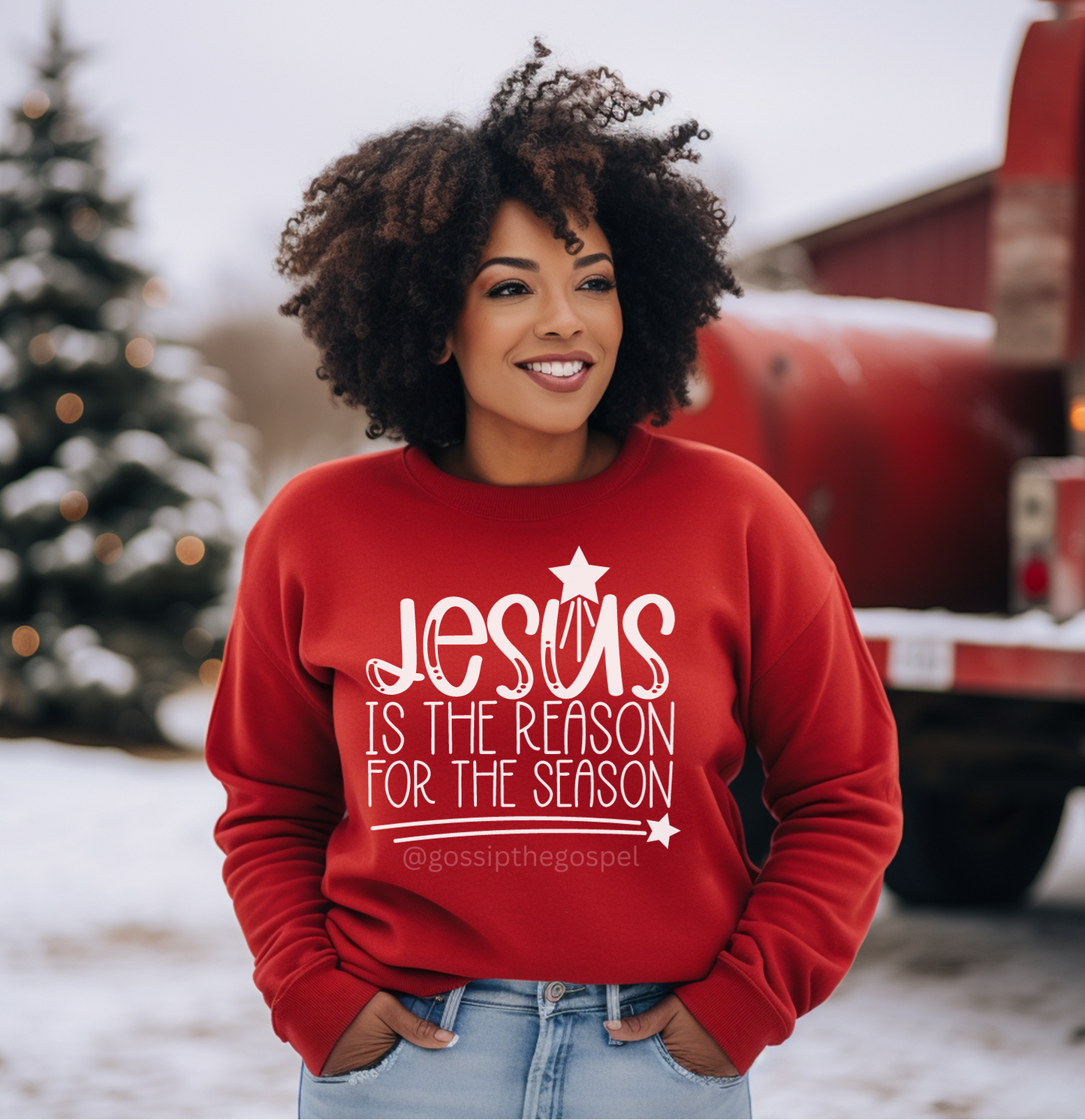 JESUS is the reason for the season RED Crewneck