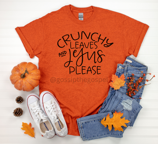 Crunchy Leaves & JESUS Please Cozy Fashion Tshirt